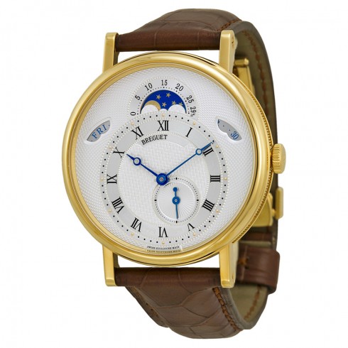 Breguet Classique Automatic Moonphase Silver Dial 18 kt Yellow Gold Men's Watch 7337BA1E9V6 watches