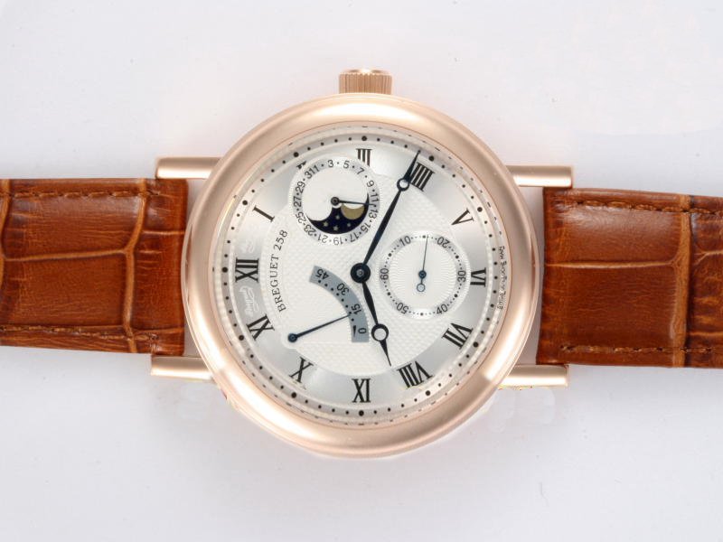 Breguet Classique Moonphase 7137BA/11/9V6 Brown Cow Leather Strap White Dial 39mm Watch watches