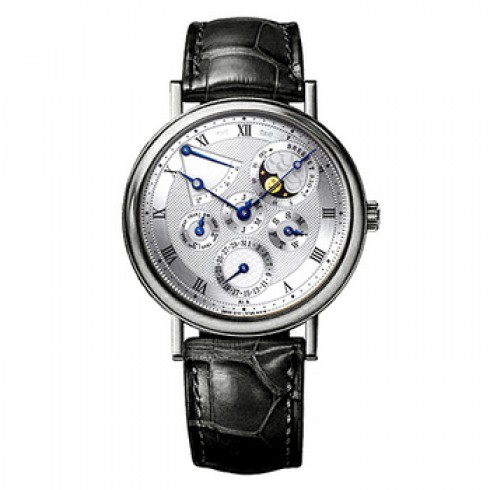 Breguet Classique Perpetual Calendar Silver Dial 18kt White Gold Black Leather Men's Watch 5327BB1E9V6 watches