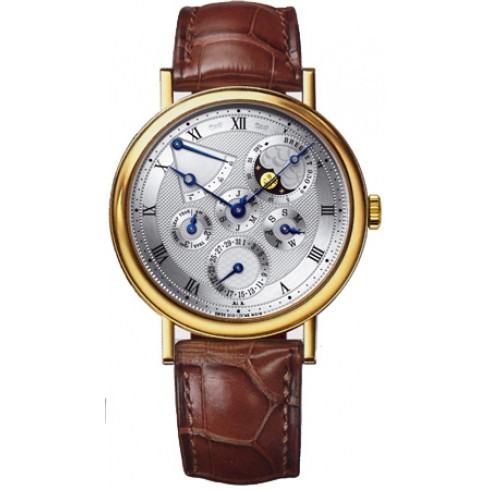 Breguet Classique Perpetual Calendar Silver Dial 18kt Yellow Gold Brown Leather Men's Watch 5327BA1E9V6 watches