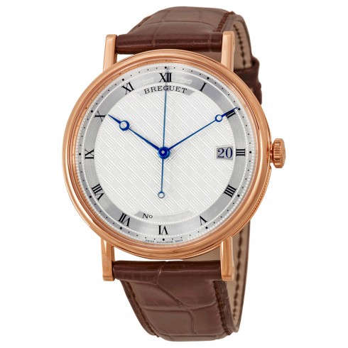 Breguet Classique Silver Dial 18kt Rose Gold Brown Leather Men's Watch 5177BR129V6 watches