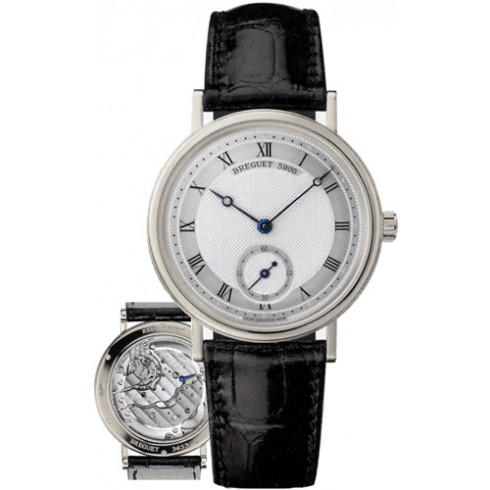 Breguet Classique Silver Dial 18kt White Gold Black Leather Men's Watch 5907BB12984 watches