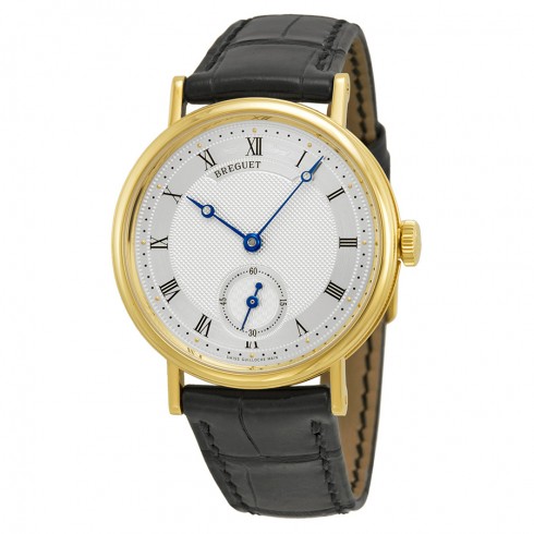 Replica Breguet Classique Silver Dial 18kt Yellow Gold Black Leather Men's Watch 5907BA12984 Watch