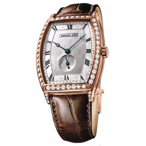 Breguet Heritage Silver Dial 18kt Rose Gold Diamond Brown Leather Men's Watch 3661BR12984DD00 watches
