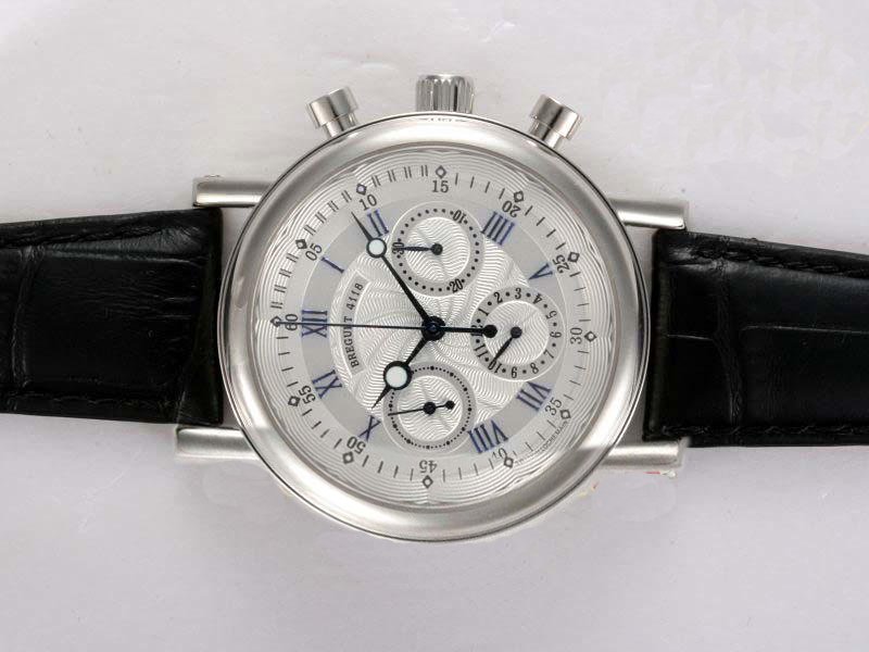 Breguet Marine 3460BB/12/996 Stainless Steel Bezel Black Cow Leather Strap Mens Watch watches