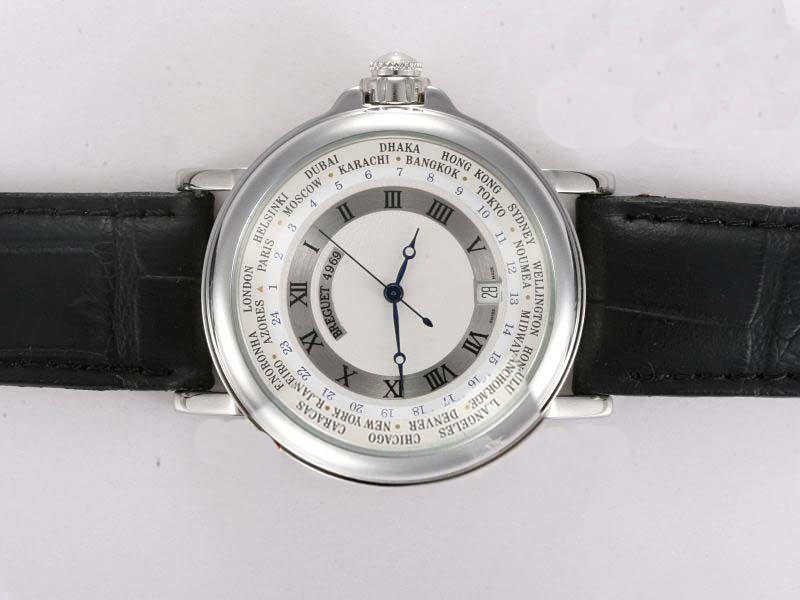 Breguet Marine 3700BB/12/BV0 Black Crocodile Leather Strap Round Watch watches
