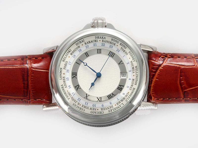 Breguet Marine 3700BB/12/BV0 Brown Crocodile Leather Strap White Dial Watch watches