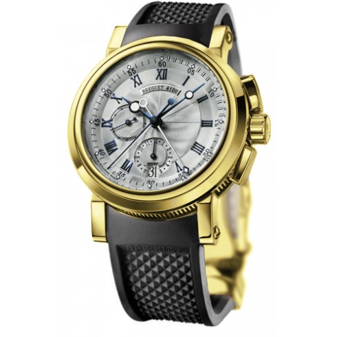 Breguet Marine Silver Dial 18kt Yellow Gold Black Rubber Men's Watch 5827BA125ZU watches