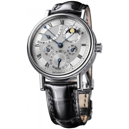 Breguet Minute Repeater Silver Dial Platinum Dial Black Leather Men's Watch 5447PT1E9V6 watches