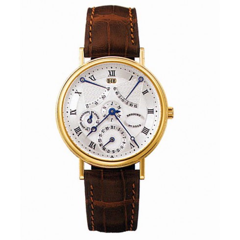 Breguet Perpetual Calendar Equation of Time Silver Dial 18kt Yellow Gold Brown Leather Men's Watch 3477BA1E986 watches