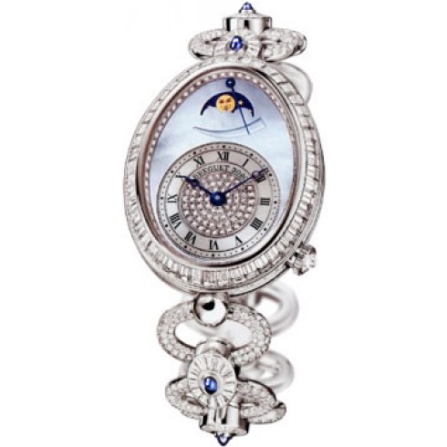 Breguet Reine de Naples Blue Mother of Pearl Dial Diamond 18kt White Gold Ladies Watch 8909BBVDJ29DDD0 watches