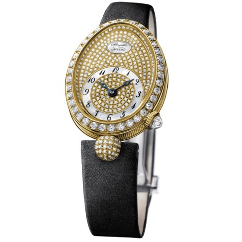 Breguet Reine de Naples Diamond Pave Dial Black Satin Ladies Watch 8928BA8D844DD0D watches