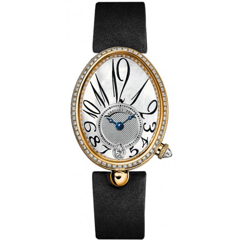 Breguet Reine de Naples Mother of Pearl 18kt Yellow Gold Black Satin Diamond Ladies Watch 8918BA58864D00D watches