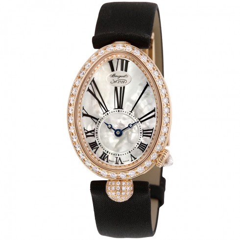 Breguet Reine de Naples Mother of Pearl Dial 18kt Rose Gold Black Satin Ladies Watch 8928BR51844DD0D watches