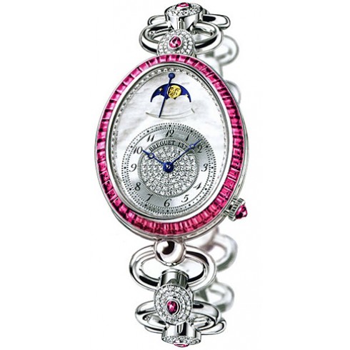 Breguet Reine de Naples Mother of Pearl Dial Diamond Ruby 18kt White Gold Ladies Watch 8909BB5DJ21RRRR watches