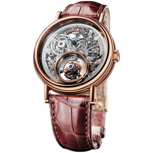 Breguet Tourbillion Messidor Skeleton Dial 18kt Rose Gold Brown Leather Men's Watch 5335BR429W6 watches