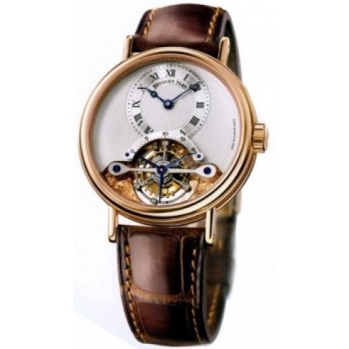 Breguet Tourbillion Silver Dial 18kt Rose Gold Brown Leather Men's Watch 3357BR12986 watches