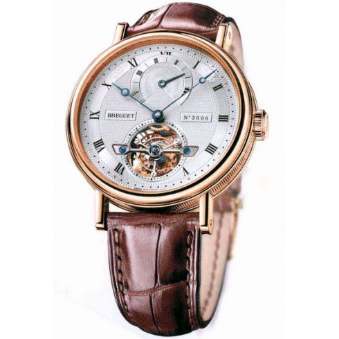Breguet Tourbillion Silver Dial 18kt Rose Gold Brown Leather Men's Watch 5317BR129V6 watches