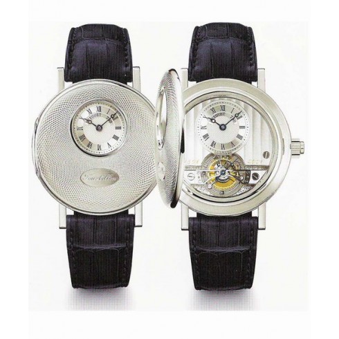 Breguet Tourbillion Silver Dial 18kt White Gold Blue Leather Men's Watch 1801BB122W6 watches