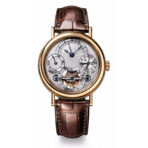 Breguet Tourbillion Silver Dial 18kt Yellow Gold Brown Leather Men's Watch 3757BA1E9V6 watches