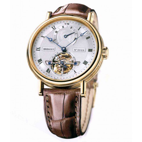 Breguet Tourbillion Silver Dial 18kt Yellow Gold Brown Leather Men's Watch 5317BA129V6 watches