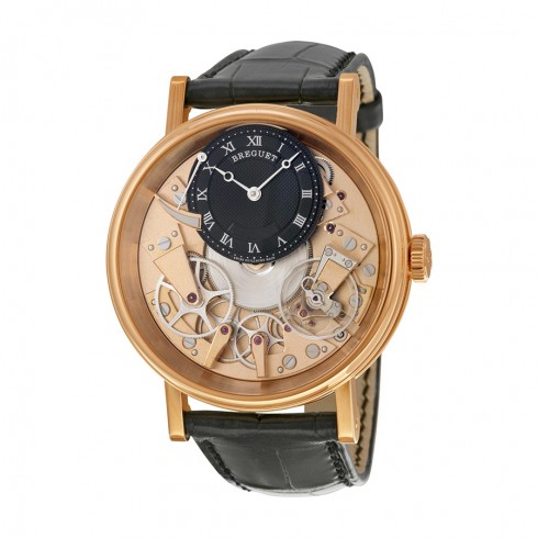 Breguet Tradition Black and Champagne Skeleton Dial 18kt Rose Gold Black Leather Men's Watch 7057BRR99W6 watches