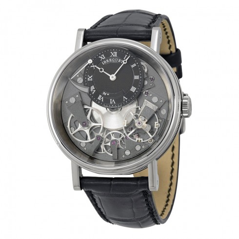 Breguet Tradition Black and Grey Skeleton Dial 18k White Gold Black Leather Men's Watch 7057BBG99W6 watches