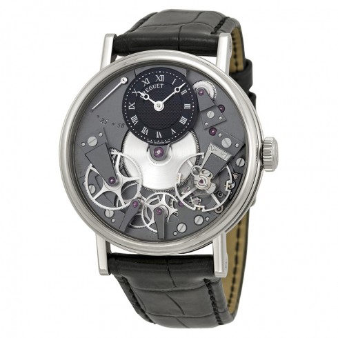 Breguet Tradition Black Skeleton Dial 18kt White Gold Black Leather Men's Watch 7027BBG99V6 watches