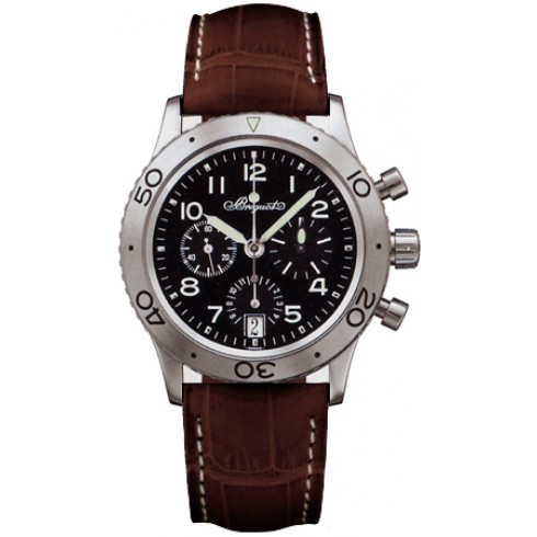 Breguet Type XX Transatlantique Chronograph Black Dial Brown Leather Men's Watch 3820STH29W6 watches