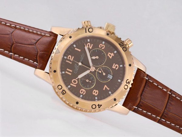 Breguet Type XXI 3820ST/H2/9W6 Round Brown Dial Brown Crocodile Leather Strap Watch watches