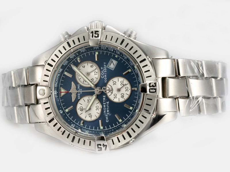 Breitling Aeromarine Chrono Colt A73380 Quartz Chronograph 38mm Blue Dial Watch watches
