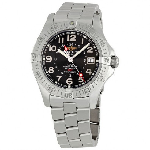 Breitling Aeromarine Colt GMT Steel Black Men's Watch A3235011-B715SS watches