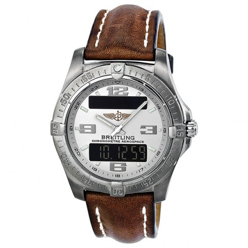 Breitling Aerospace Advantage Silver Dial Brown Leather Men's Watch E7936210-G606BRLT watches