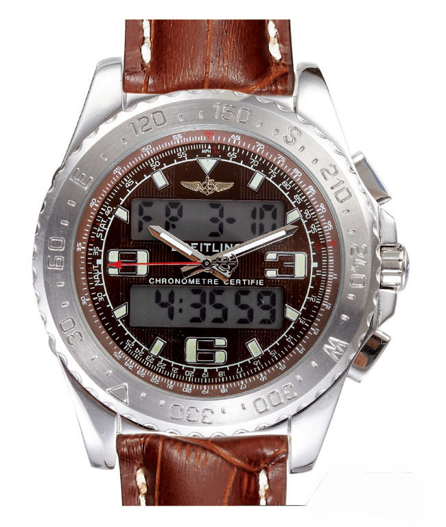 Breitling Airwolf E7936210/Q572-2lT Brown Crocodile Leather Strap 42mm Mens Watch watches