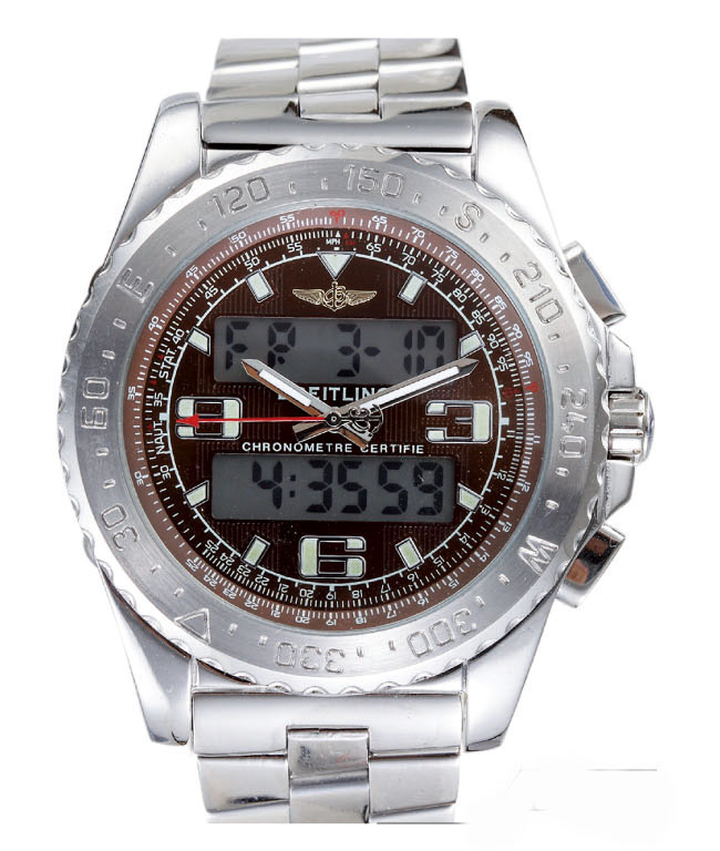 Breitling Airwolf E7936210-Q572TI Stainless Steel Bezel Stainless Steel Case Brown Dial Watch watches