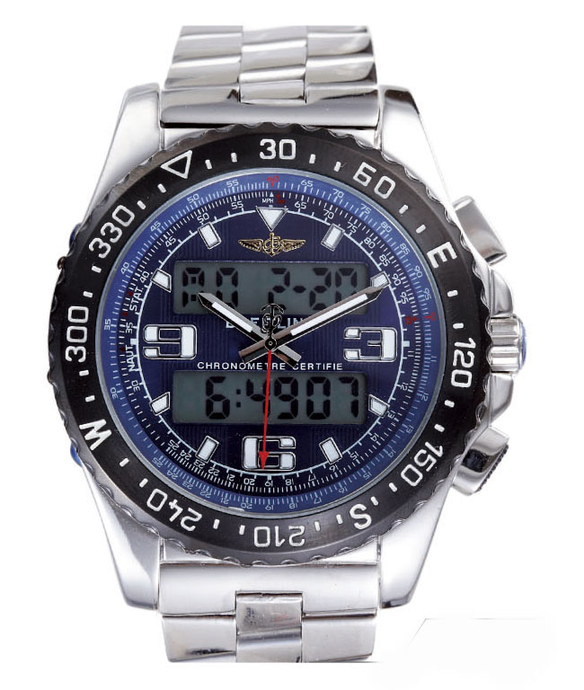 Breitling Airwolf Raven E65362 Stainless Steel Bezel Blue Dial Blue Stainless Steel Strap Watch watches