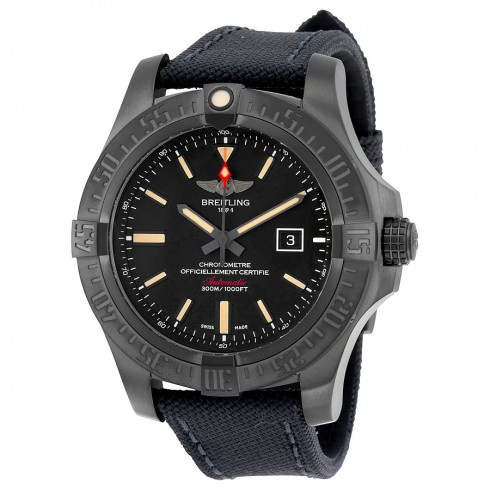 Breitling Avenger Blackbird Black Dial Canvas Military Strap Automatic Men's Watch watches