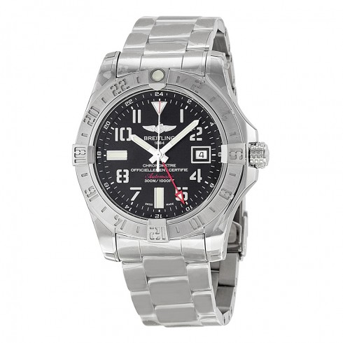 Breitling Avenger II GMT Black Dial Stainless Steel Men's Watch A3239011/BC34SS watches