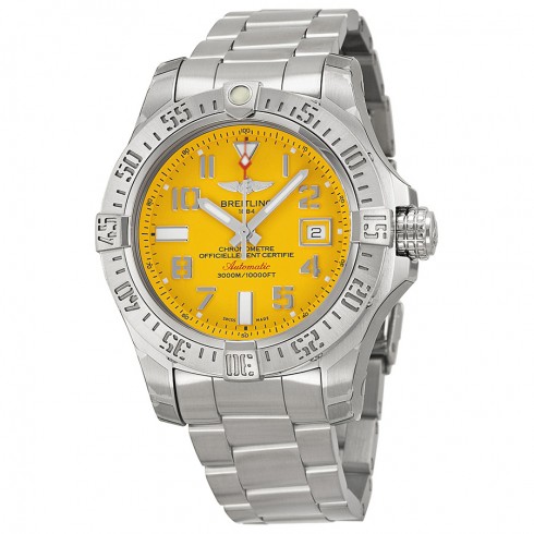 Breitling Avenger II Seawolf Yellow Dial Stainless Steel Men's Watch A1733110-I519SS watches