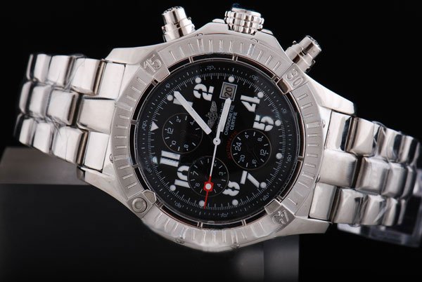 Breitling Avenger Skyland A13380 Black Dial Round Silver Stainless Steel Strap Watch watches