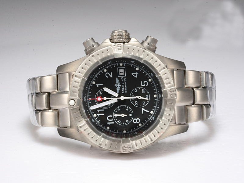 Breitling Avenger Skyland A1338012-B861 Silver Titanium Strap 44mm Black Dial Watch watches