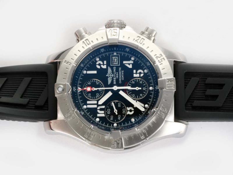 Breitling Avenger Skyland Steel Black Rubber Strap Blue Dial Watch watches