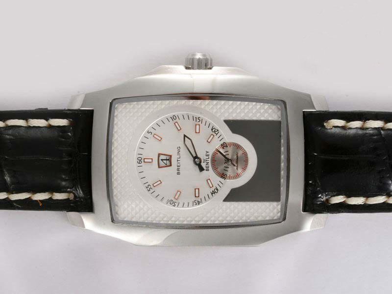 Breitling Bentley Flying B A2836212/Q533 Black Ostrich Leather Strap 38x57mm White Dial Watch watches