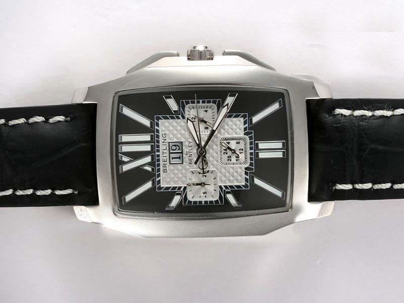 Breitling Bentley Flying B A4436512/B873 Round Black Dial Black Crocodile Leather Strap Watch watches