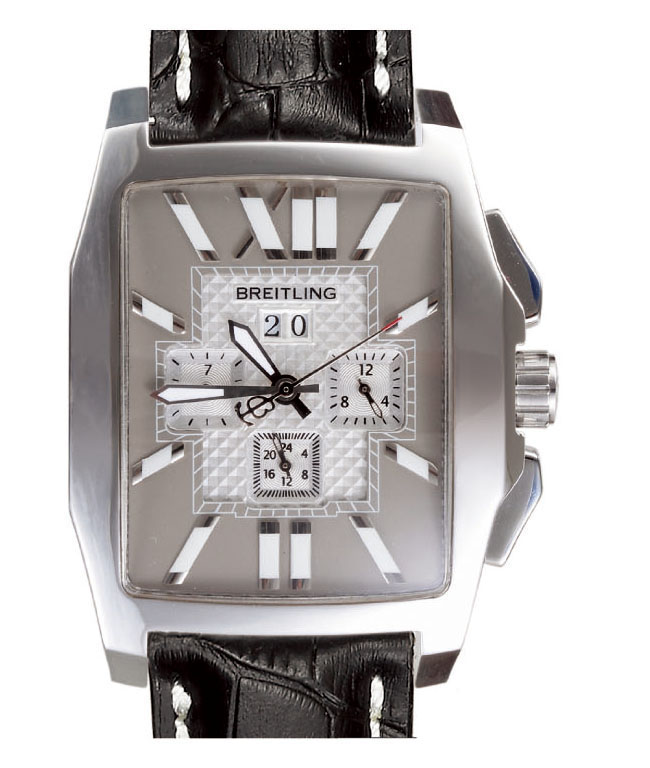 Breitling Bentley Flying B Chronograph 17662 Black Ostrich Leather Strap 38.5x58.2mm Grey Dial Watch watches