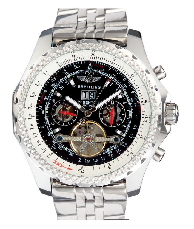 Breitling Bentley Flying B L18841 Mens Round Silver Stainless Steel Strap Watch watches