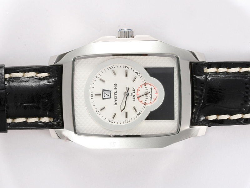Breitling Bentley Flying B Silver/Grey Black Dial Rubber Stainless Steel Case Mens Watch watches