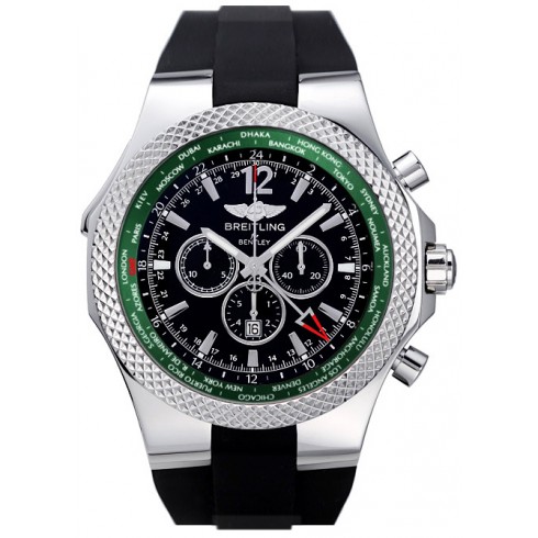 Breitling Bentley GMT Black Dial Black Rubber Men's Watch A47362S4-B919BKRS watches