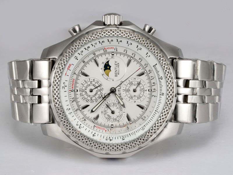 Breitling Bentley Mark VI Complications 19 Green Leather Silver Stainless Steel Strap Mens Watch watches