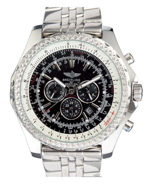 Breitling Bentley Motors 31081201 Round Silver Stainless Steel Strap Black Dial Watch watches